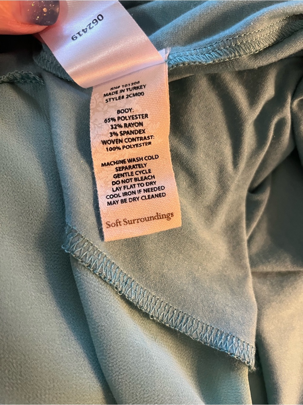 Soft Surroundings Seafoam Long Sleeve Scoop Neck Top - Picture 11 of 13